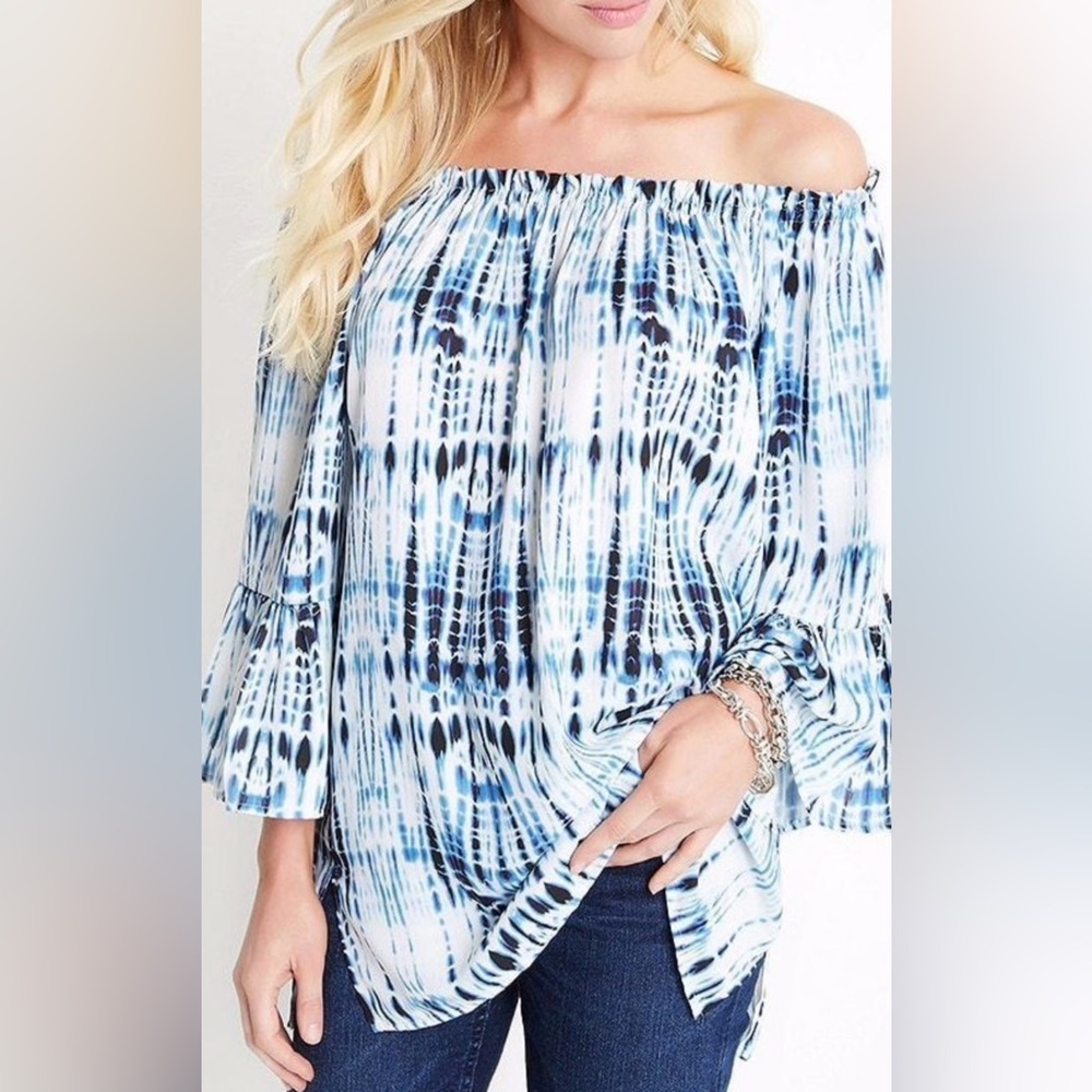 Karen Kane Off-Shoulder Convertible Tie Dye Women's Top XL